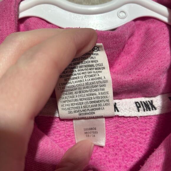 Victoria’s Secret PINK Half Zip Pullover Pocket Sweatshirt Pink Dog Logo XS - Picture 6 of 9